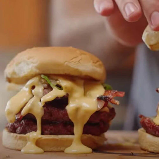 Burgers with Smoked Beer Cheese and Bacon!