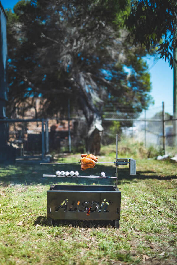 Auspit Rotisserie with Firepit Combo