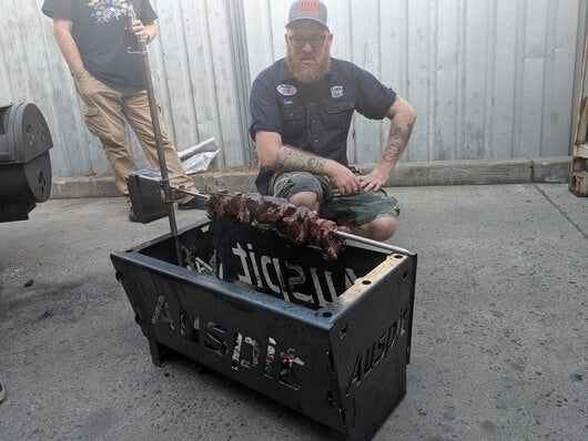 Auspit Rotisserie with Firepit Combo