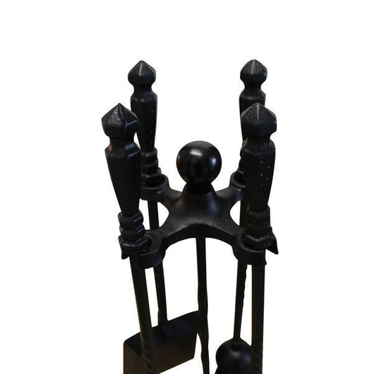 Fireplace Tool Set - 4 piece plus stand - Black