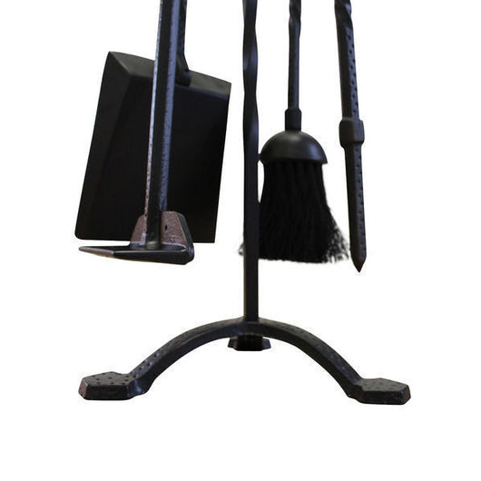 Fireplace Tool Set - 4 piece plus stand - Black