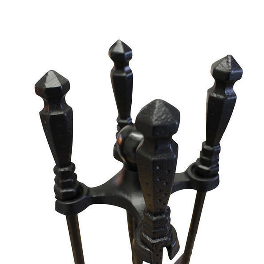 Fireplace Tool Set - 4 piece plus stand - Black