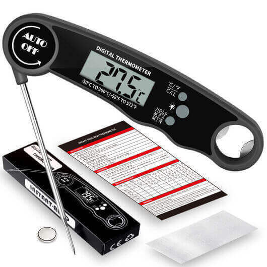 Waterproof Digital Meat Thermometer with Folding Probe and Bottle Opener by Flaming Coals