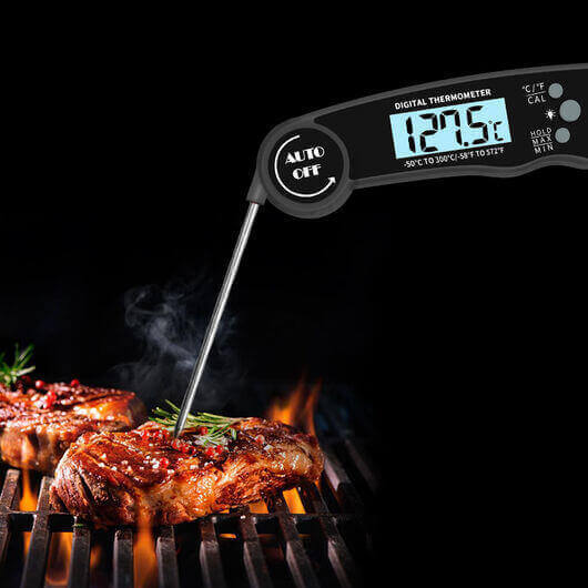 Waterproof Digital Meat Thermometer with Folding Probe and Bottle Opener by Flaming Coals