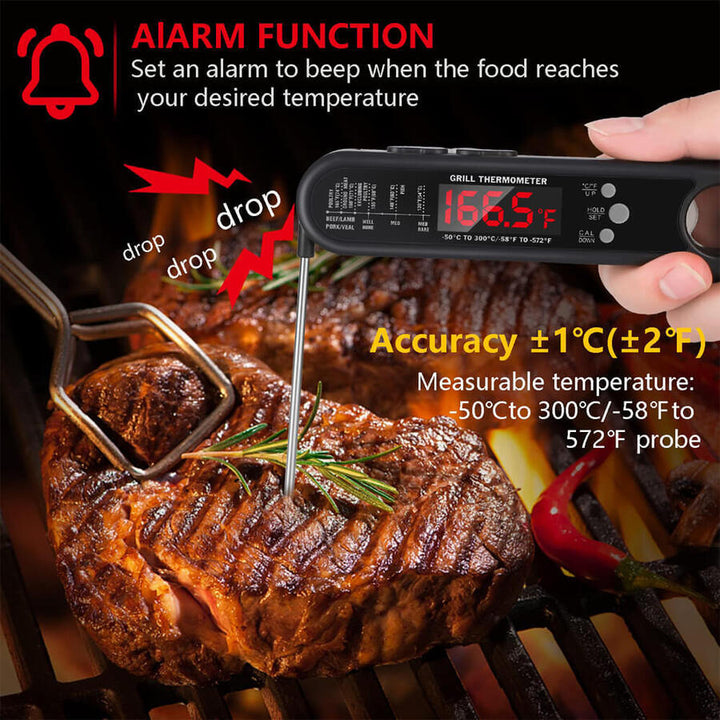 Foldable BBQ Thermometer with Two Wired Probes