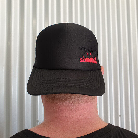 Flaming Coals BBQ Hat/Cap FC Logo Black - Flat Brim & Trucker