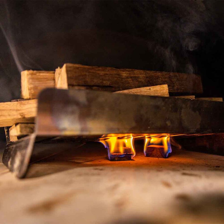 Stainless Steel Log Holder | Heat Deflector - Flaming Coals