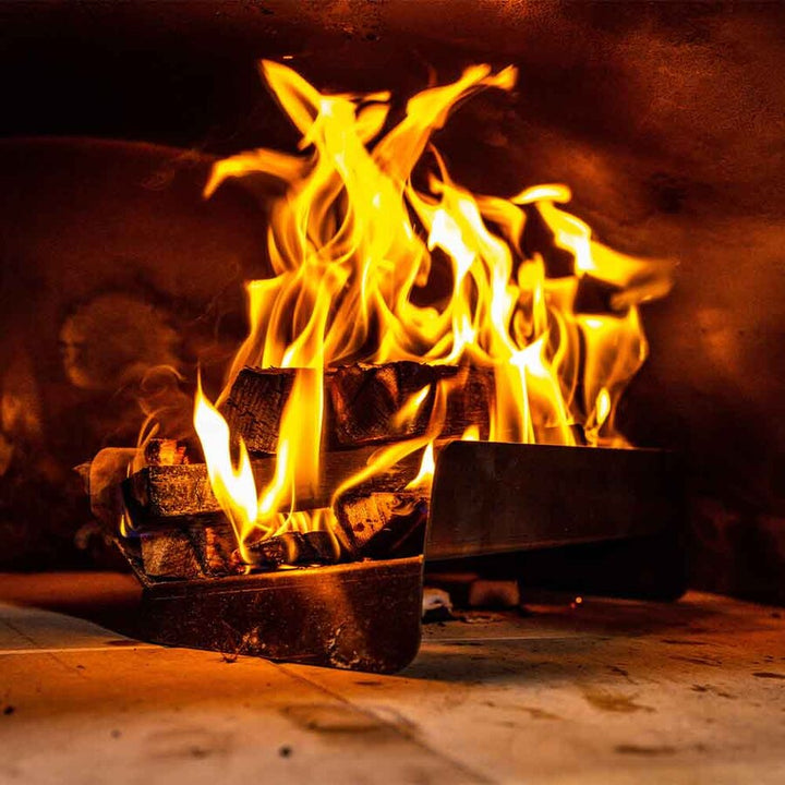 Stainless Steel Log Holder | Heat Deflector - Flaming Coals