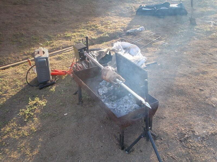 BBQ Spit Rotisserie 12/240v Motor - 20kg Rated - Flaming Coals