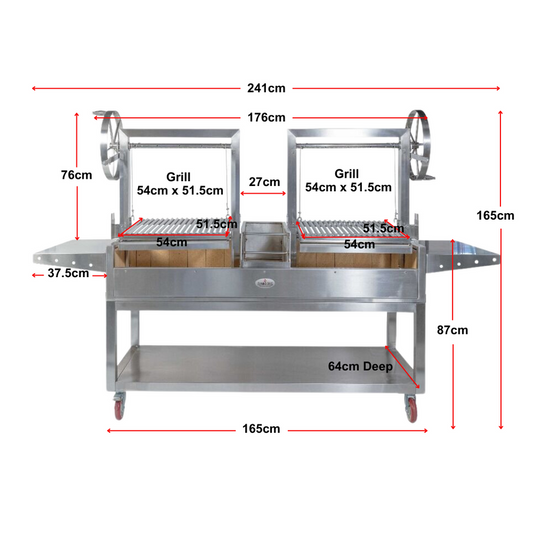 Deluxe Double Parrilla BBQ Grill with Firebricks 1565 x 500 