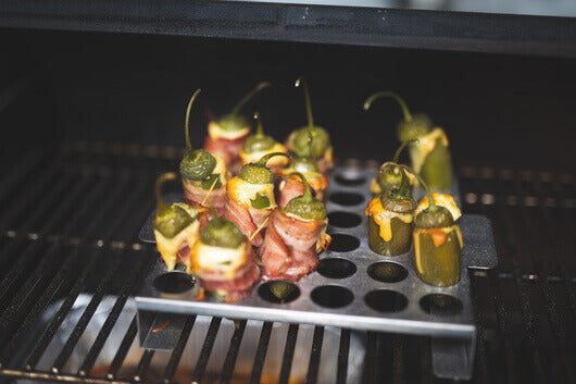 Jalapeno Popper Tray - 36 Hole - Flaming Coals