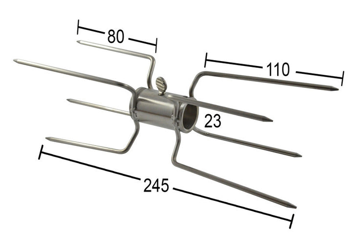 Spit Roaster Chicken Prongs - 22mm Round -  2x Double Sided (Stainless Steel)