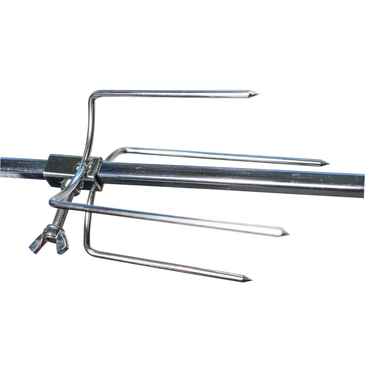 Small 4 Prong Rotisserie Fork for Chicken - 10mm square x 2 - Flaming Coals