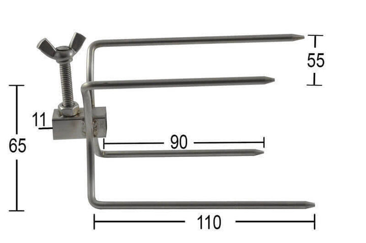 Cyprus Spit Chicken Prong- 4x 10mm square (Stainless Steel)