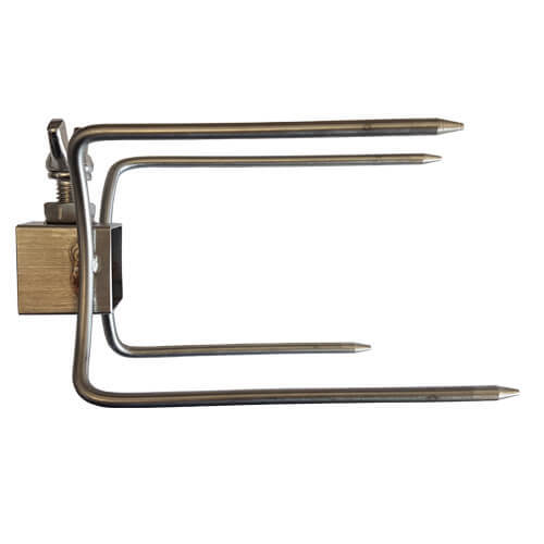 Large 4 Prong Rotisserie Fork for Chicken - 22mm Square x 4 - Flaming Coals