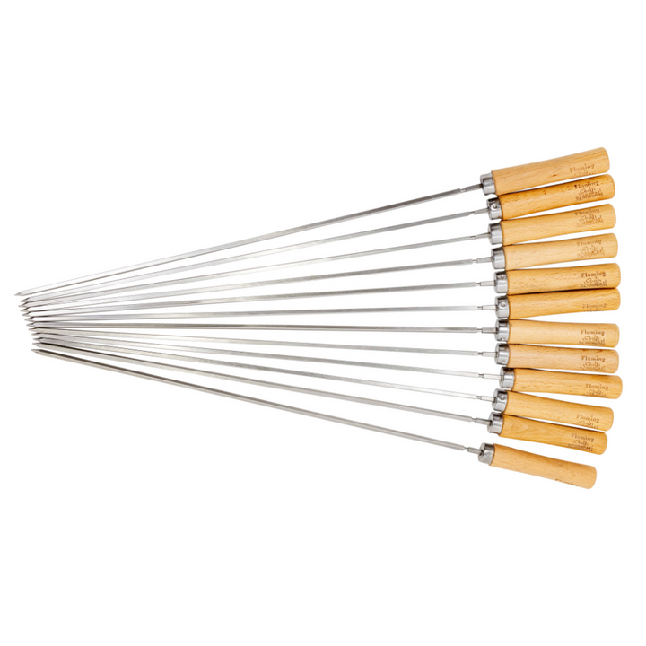 Cyprus Spit Roast Skewers - Set of 12 (Stainless Steel) - 5mm - Flaming Coals