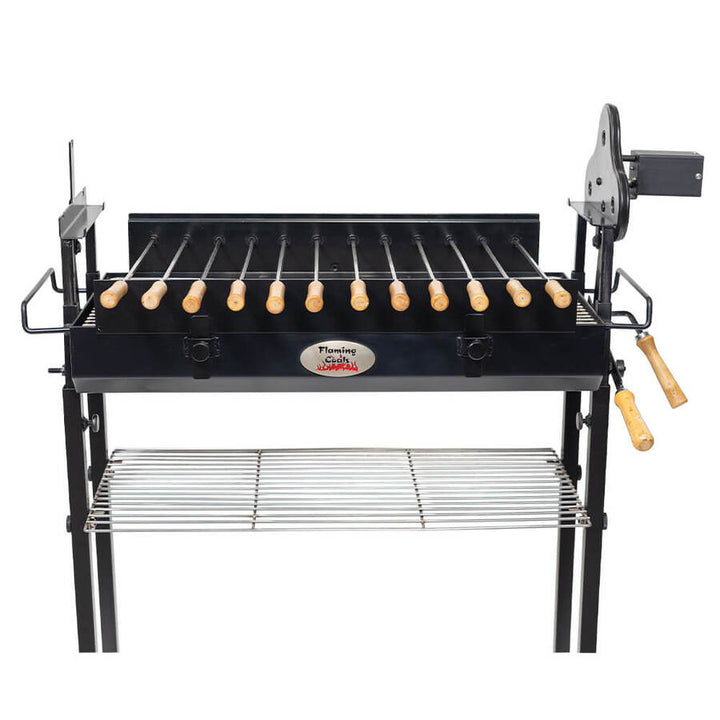 Deluxe Foukou Cyprus Grill Spit - 3mm Thick - Flaming Coals