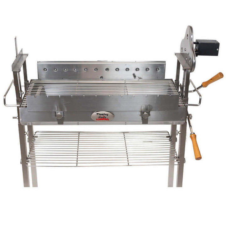 Deluxe Cyprus Grill Spit - Stainless Steel - Flaming Coals