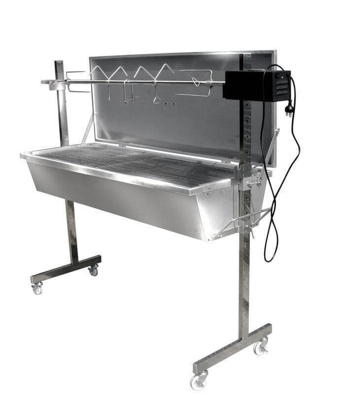 Stainless Steel Warrior Spit Roaster - 60kg Capacity | Flaming Coals