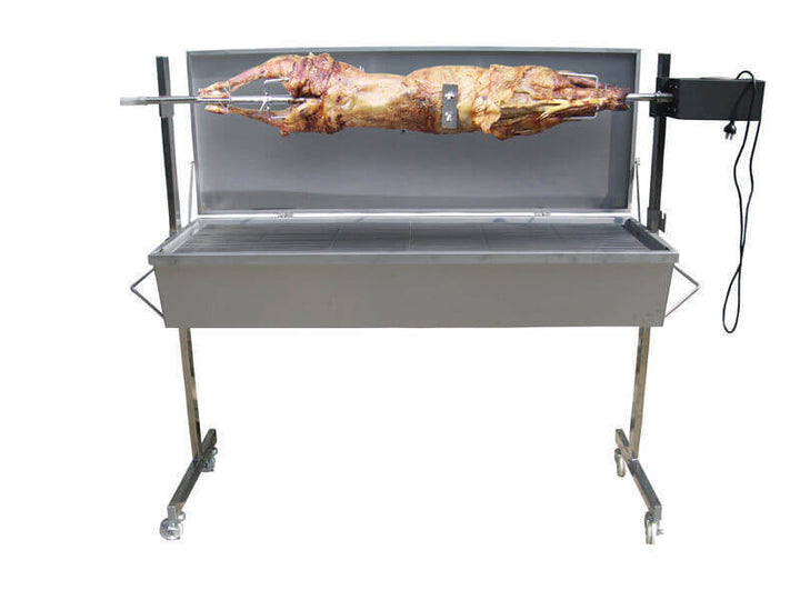 Stainless Steel Warrior Spit Roaster - 60kg Capacity | Flaming Coals