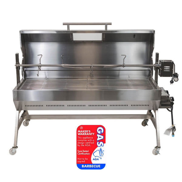 DUAL FUEL Charcoal and Gas Spit Roaster 1500mm | Flaming Coals