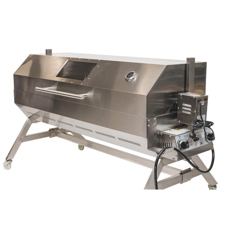 DUAL FUEL Charcoal and Gas Spit Roaster 1500mm | Flaming Coals