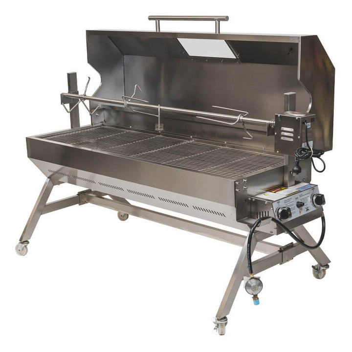 DUAL FUEL Charcoal and Gas Spit Roaster 1500mm | Flaming Coals