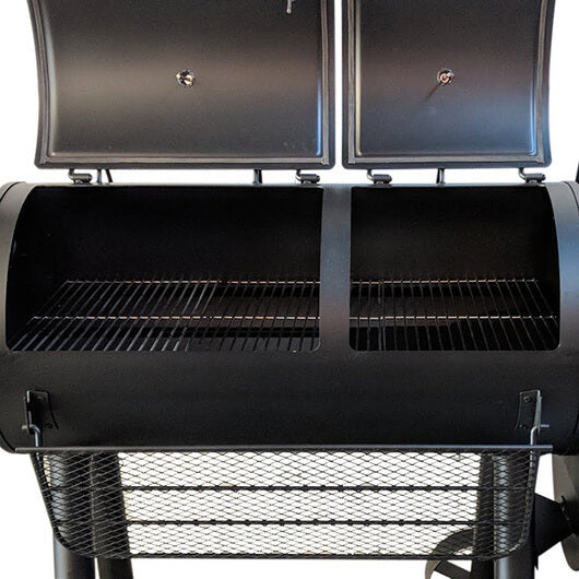 Offset Smoker Stainless Steel Grill - Main Chamber 50cm x 33cm | Flaming Coals