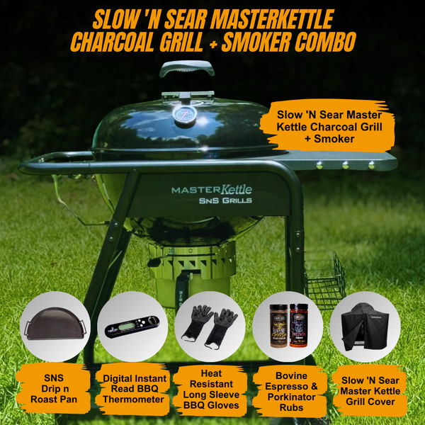 Slow N' Sear MasterKettle Charcoal Grill + Smoker Combo