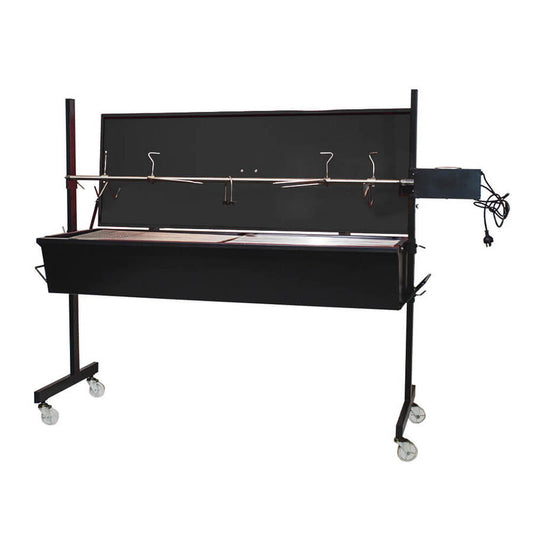 Warrior Pig Spit Roaster Black Lid - 60kg Capacity | Flaming Coals