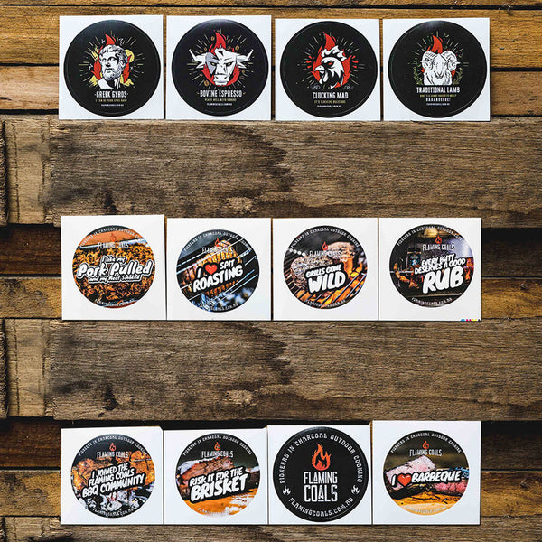 BBQ Stickers Combo Pack | Flaming Coals